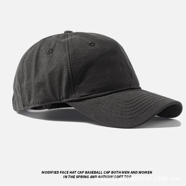 Pure cotton double-layer solid color large-size hat, men's soft-top baseball cap, sun-protective, simple design, also suitable for women