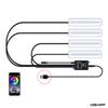 4Pcs LED Car Interior Atmosphere Backlight Ambient Mood Foot Light With Cigarette USB Lighter Decorative APP Remote Control Lamp