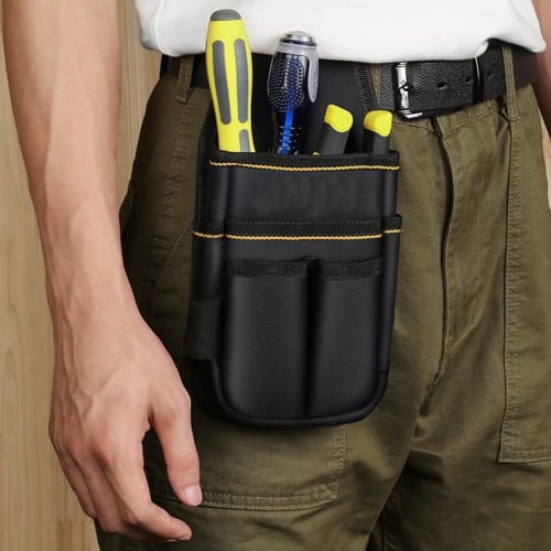 SINGERTOP Tool Bag, Waist Bag, Tool and Accessory Organizer, Detachable Tool Holder, Multi-Function Pockets, Compact Design, Carabiner Hook, Belt Incl