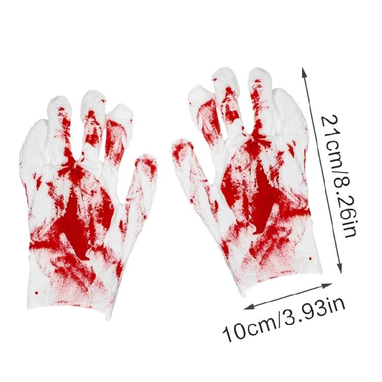 Ghostly Halloween Cosplay Bloodstain Print Gloves for Bone Chilling Style