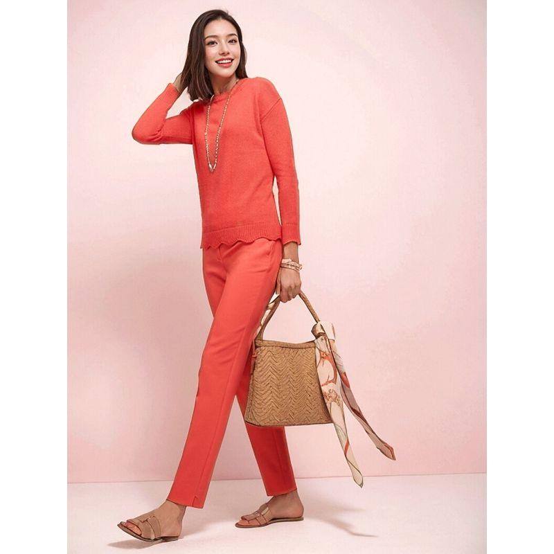 

Boat Leader Lightweight Sweater Spring & Fall Ninth Sleeve Pullover Bottoming Shirt European and American plus Size Women s Clothes Age Reducing 812 Orange Red XS