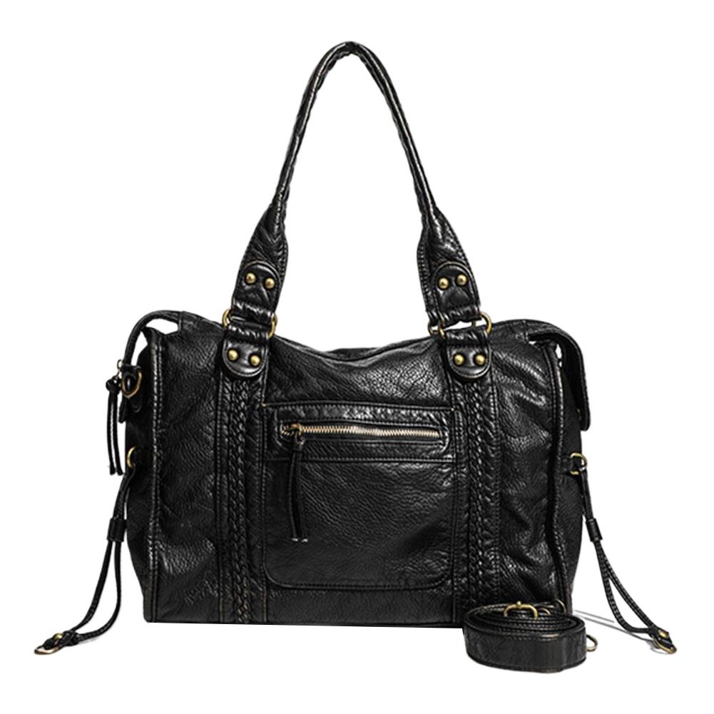 Leather Retro Shoulder Bag for Women with Pockets Shoulder Handbag Top Handle Bag Shopper Bag for Daily Use