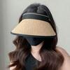 Plaited Design Foldable Bucket Hat Woven Straw Straw Hat Visor Design Beach Hat  Sun Protection