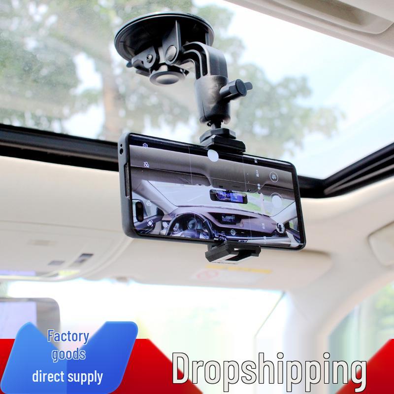 Car Phone Mount: Navigation Bracket & First-Person Selfie Live Stream Holder with Suction Cup