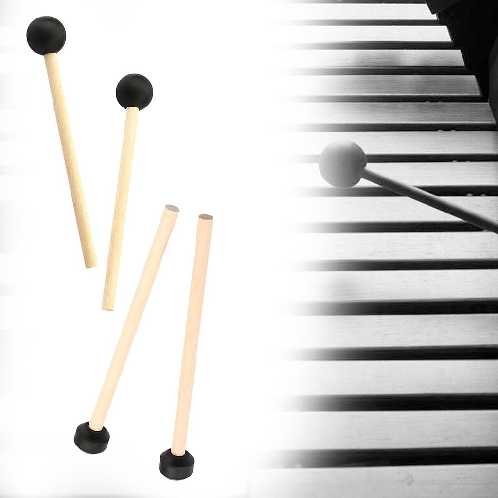 2 Pieces Percussion Drumsticks, Rubber Head Professional Steel Drum Mallets, Wood Handle for Performance, Glockenspiel