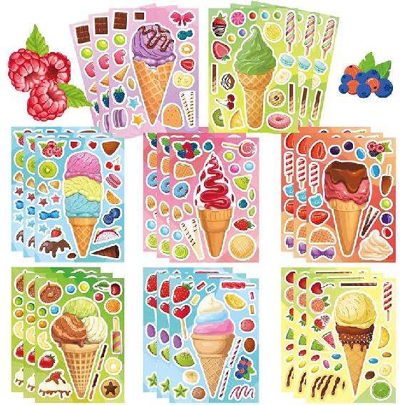 24 Sheets Dinosaur Stickers, Make Your Own Dino Stickers for Kids Boys Girls Toddlers, Make a Face Stickers Dinosaur Theme Birthday Party Favor