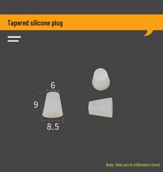 Tappo Conico in Gomma Siliconica ad Alta Temperatura per Applicazioni di Sigillatura, Galvanica, Sabbiatura e Impermeabilizzazione.