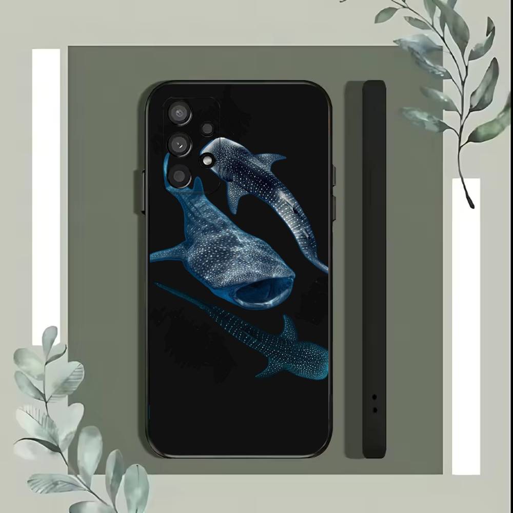 Ocean Shark Whale Design Phone Case For Samsung S25,S24,S21,S22,S23,S30,Ultra,S20,Plus,Fe,Lite,5G Black Cover