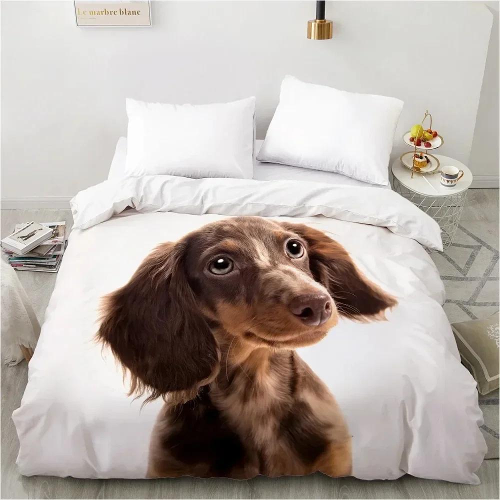 Animal Lie Down Dog Pet Bedding Set Boys Girls Twin Queen Size Duvet Cover Pillowcase Bed Kids Adult Fashion Home Textileextile