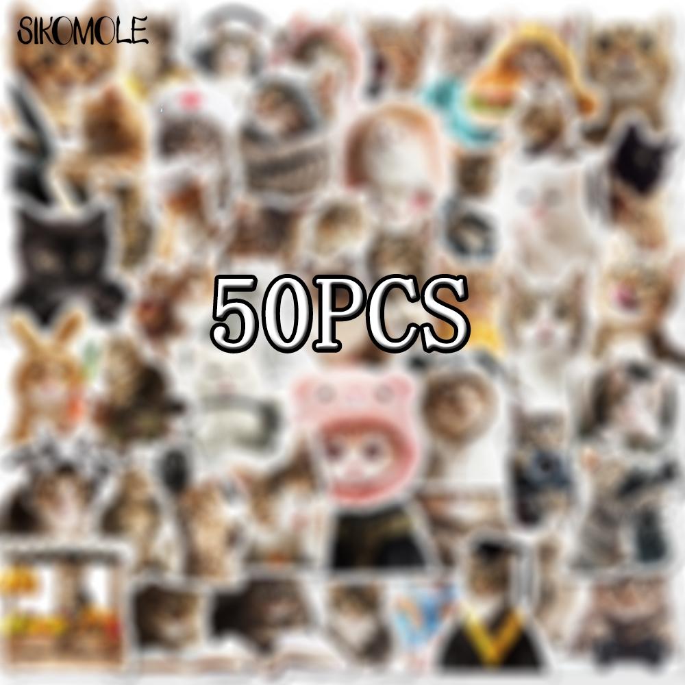 10 30 50 Stück Lustige Süße Katzen Meme Tiere Aufkleber Ästhetisch Kawaii Abziehbild DIY Laptop Gitarre Skateboard Wasserdichter Graffiti Aufkleber