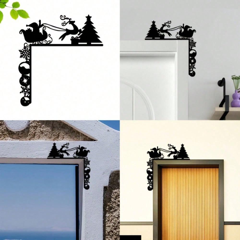 Wrought Iron Christmas Sleigh Wall Decor Home Door Frame Corner Art Ornament