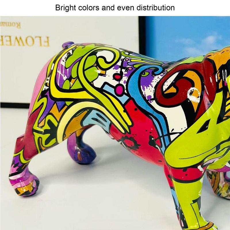 Colorful Standing French Bulldog Resin Statue Decoration Pet Dog DIY Graffiti Crafts Home Office Desktop Animal Statue Ornaments