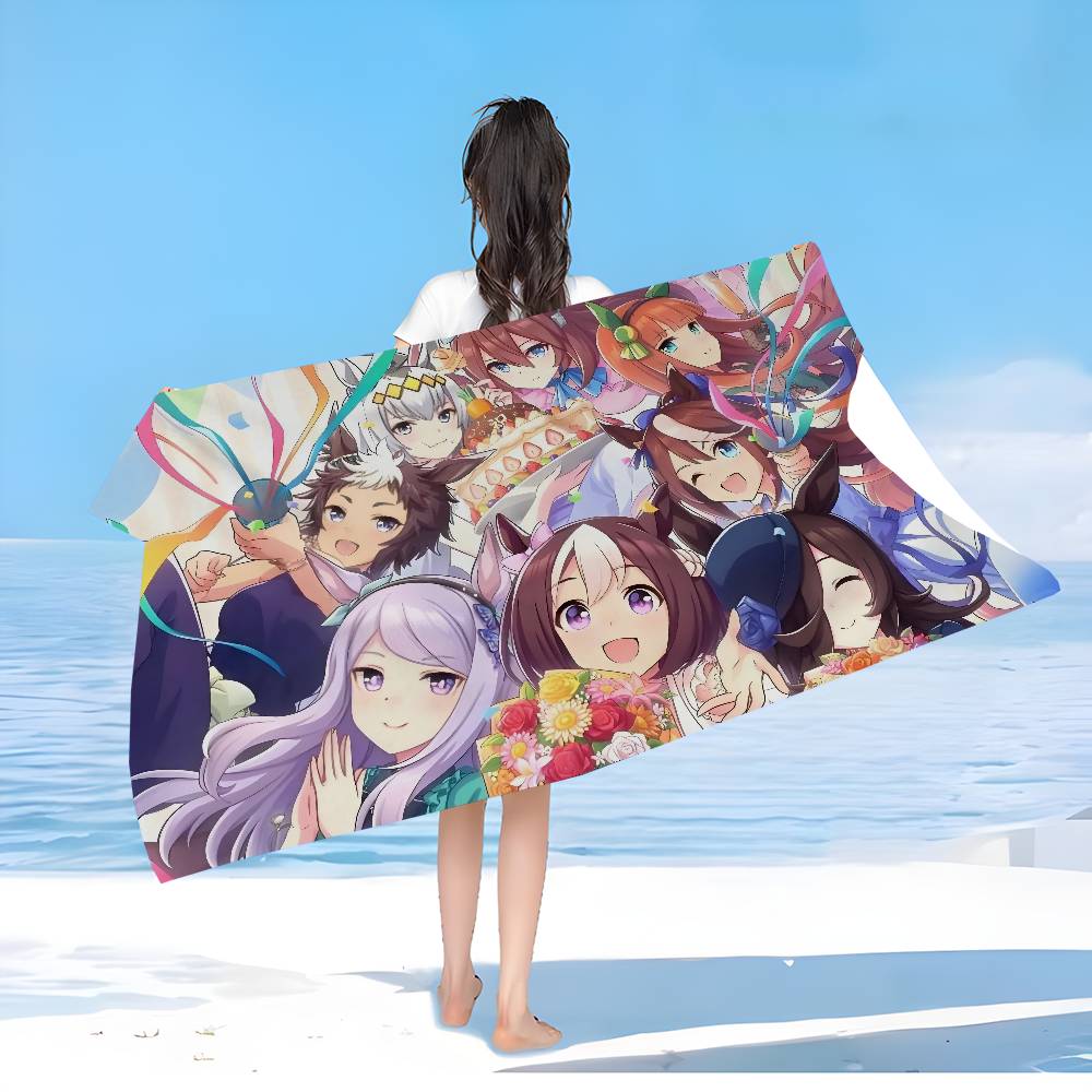 Umamusume Pretty Derby Anime Microfiber Beach Towel Absorbent Quick Dry Soft Yoga Swimming Resort Mountain Climbing Towel