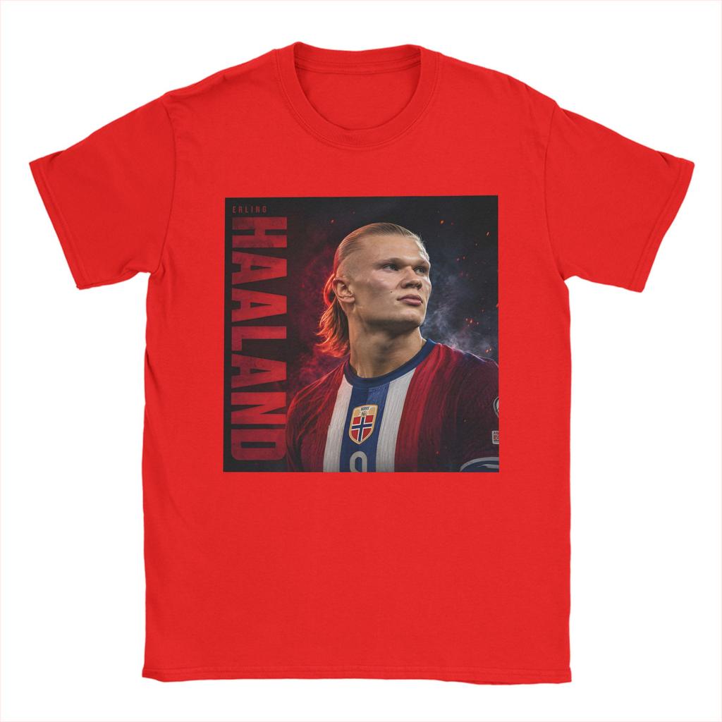 Unisex Unisexs Erling Haaland Cartoon T Shirts Norway 100 Cotton Tops Leisure Short Sleeve Round Neck Tees Gift Idea TShirts