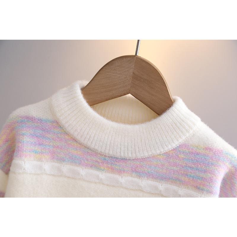 Mädchen Pullover, Western-Stil Unterhemden, Herbst und Winter Koreanische Version von Farbblockierenden Kinder Rundhals Oberteilen