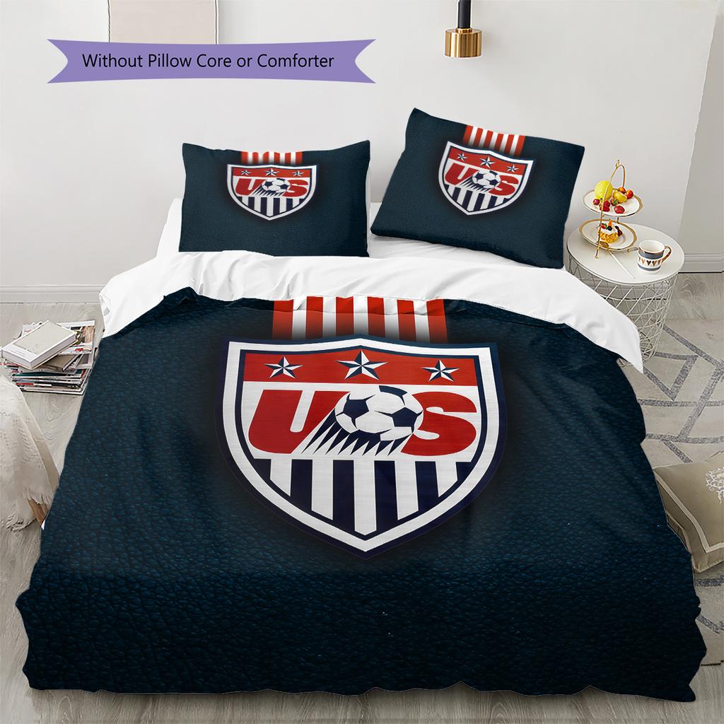 USMNT Pattern Bedding Quilt Set Home Decoration Gift (1 * Duvet Cover + 2 * Pillowcase Without Core)