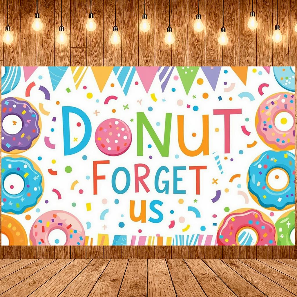 Farewell Event Backdrop Donut Themed Sweet Celebration Banner Dessert Party Banner Festive Pattern Donut Theme Banner