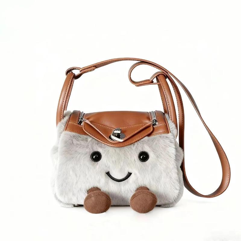 Borsa a Tracolla Peluche Carina da Donna Grande Capacità Borsa a Spalla Fumetto Moda Regalo Autunno Inverno Natale