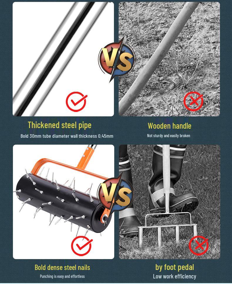 New Rolling Lawn Aerator Oxygenator & Soil Cultivator Tool