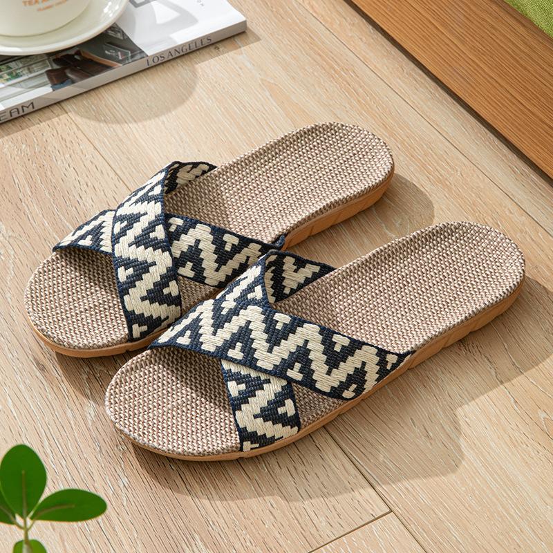 

2025 новые домашние льняные тапочки женские летние домашние толстые нескользящие парные домашние корейские классные тапочки мужские летние 44-45