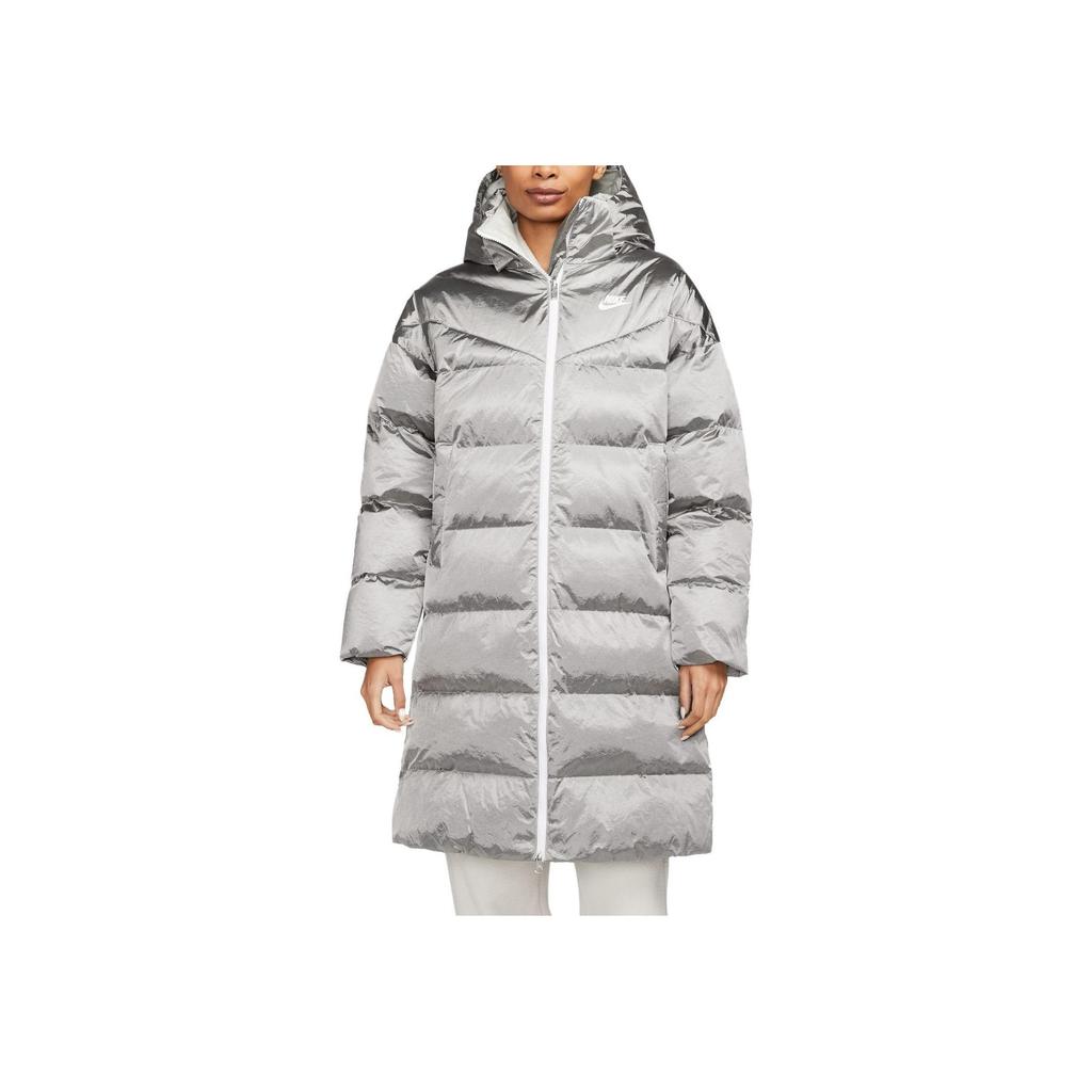 Nike Therma-Fit City Series Warm Glossy Solid Color Hooded Jacket Women Jacket Fog-Gray White DQ6879-014