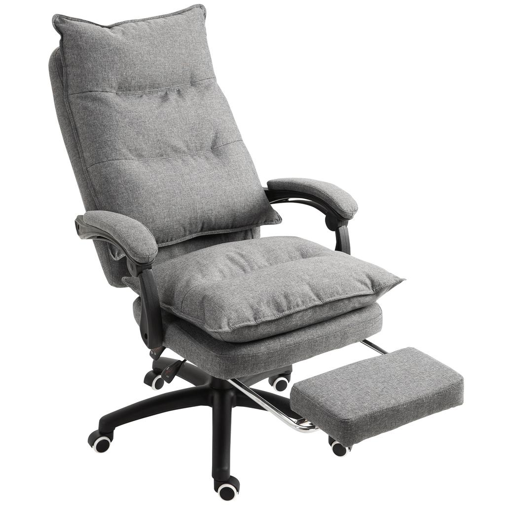 Massage Office Chair, Desk Chair with Massage Function, Height-adjustable, Ergonomic Swivel Chair, Nylon, Grey