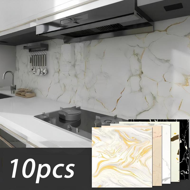 10Pcs Marble Wallpaper Super Strong Adhesive Waterproof Sticker For Bathroom Kitchen Decor Design