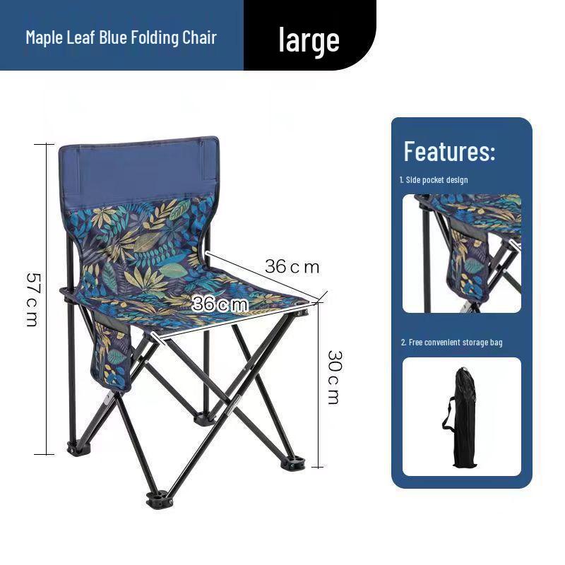 Portable Folding Camping Chair with Backrest and Table - Moisture-Proof, Thickened for Outdoor Leisure and Fishing