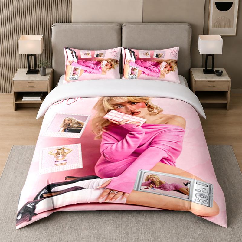 3Pcs Bed Set,Sabrina Carpenter 1 Duvet Cover and 2 Pillowcases, Printed Bedding Decor For Guest Room