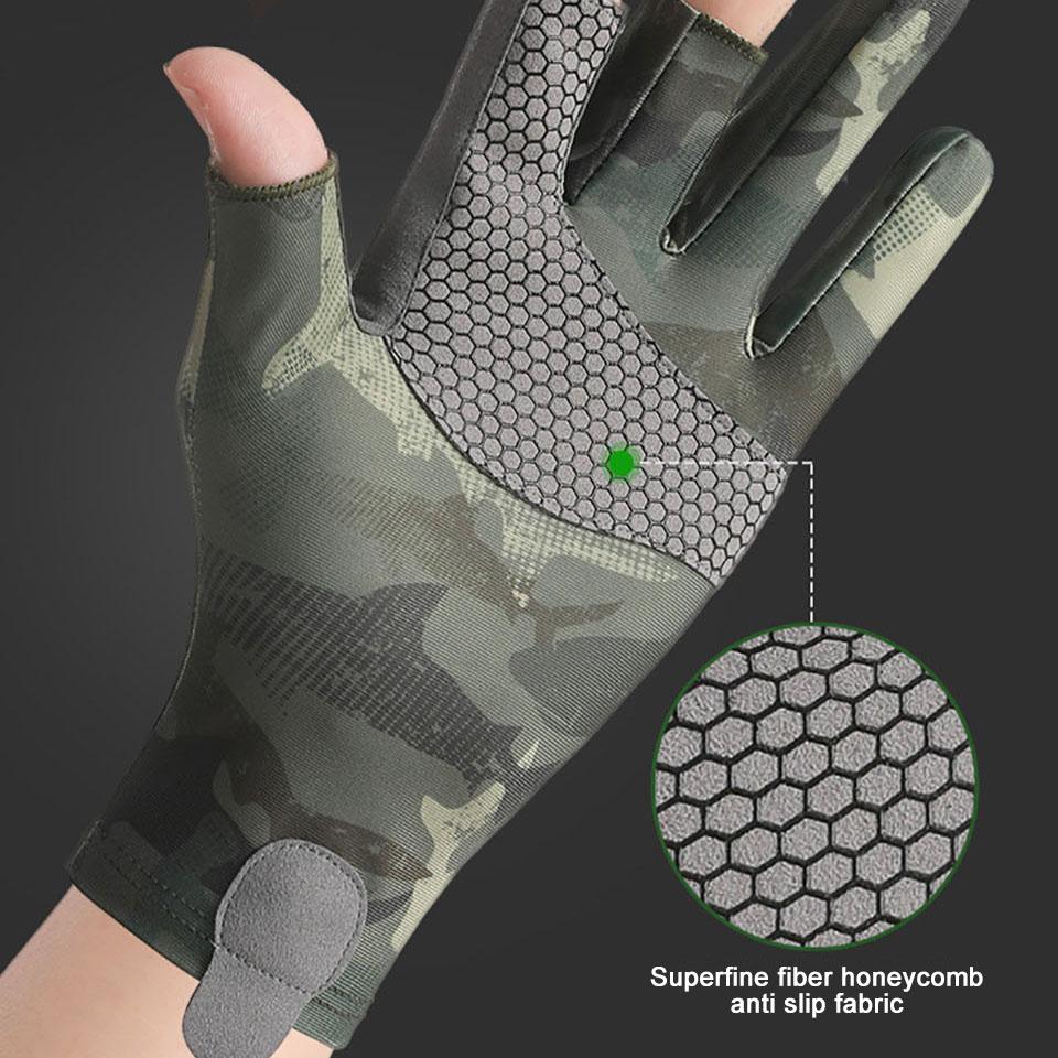 Outdoor Fishing Half Finger Gloves Ice Silk Sunscreen Breathable Cycling Anti-slip Wear-resistant Leaky Finger Gloves