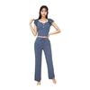 [House Yayoi] Pajamas, Room Wear, Top and Bottom Set, Women's, Summer, Thin, Short Sleeves, Long Pants, High Waist, Spring, Summer, Cute, Adult Cute,
