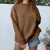 Women's Loose Sports Round Neck Sweatshirt Long Sleeve Casual Top Pullover Sweatshirt