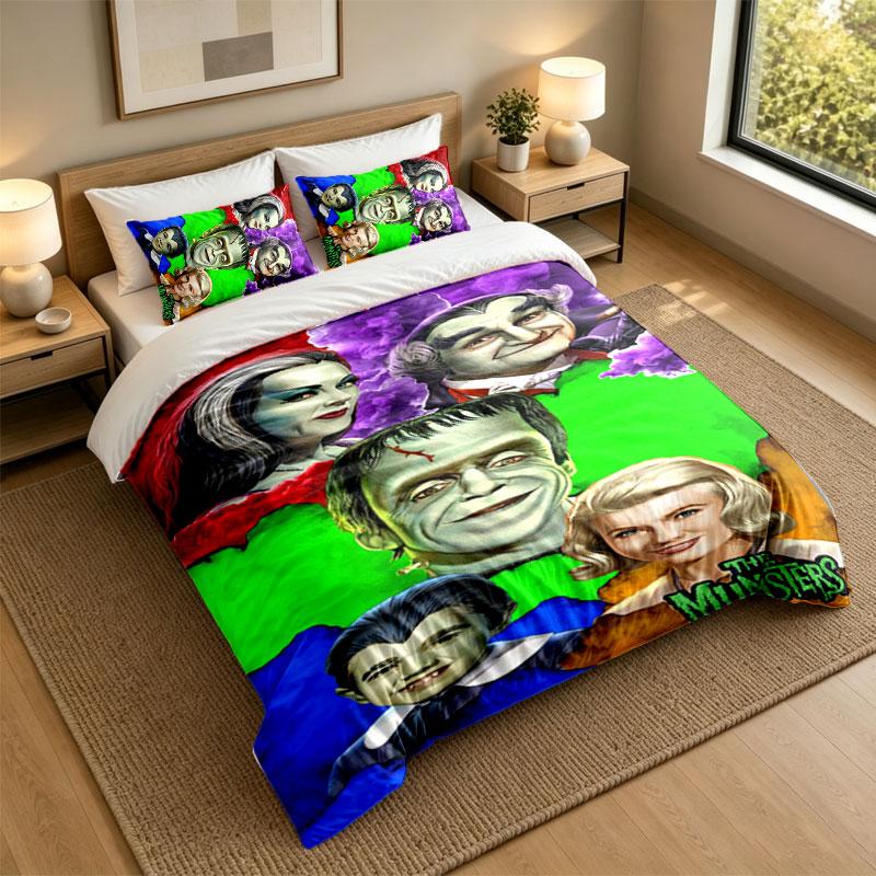 3Pcs Bedding SetThe Munsters Soft Bed Sheet and Two Pillowcases Home Bedroom Decor