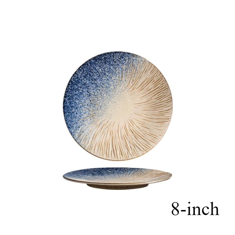 

1 шт. Керамическая тарелка для западной кухни Коммерческая круглая тарелка для стейка 8 дюймов Подглазурная роспись Домашняя посуда Гостиничные принадлежности Декорация