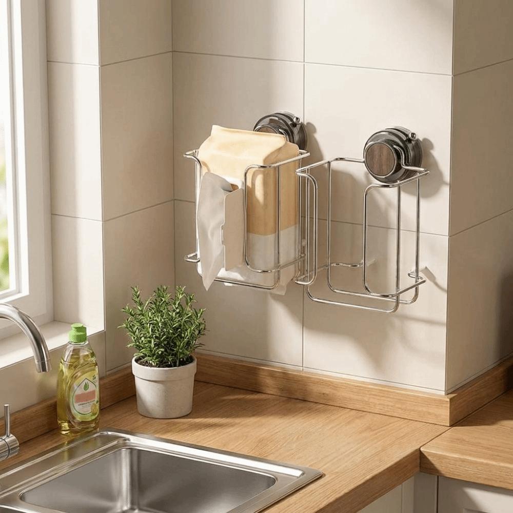 Suction Cup Wet Tissue Holder Punch-Free Wipes Paper Storage Box Toilet Use