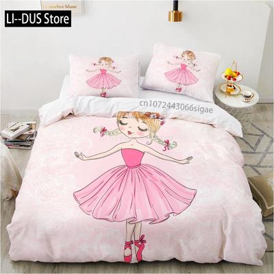 Funda Nórdica Niña Bailarina de Ballet Dibujos Animados Bonitas Bailarinas Juego de Ropa de Cama Linda Funda de Colcha de Niñas Princesas Para Niños Niños Bebé
