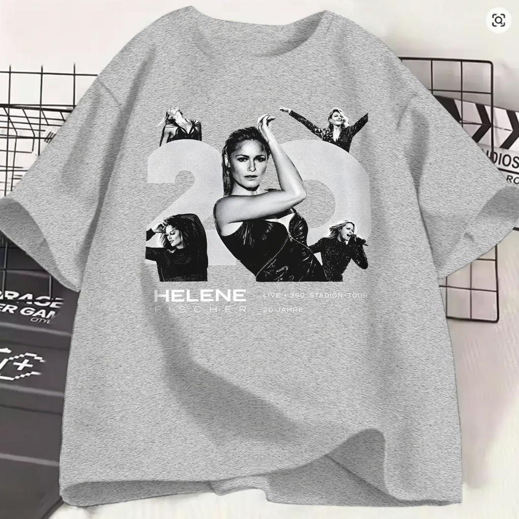 T-shirt Vintage Helene Fischer Unisex Girocollo Cotone T-shirt 360 Stadion Concerto Tour Musicale 2026 Manica Corta Taglie Forti