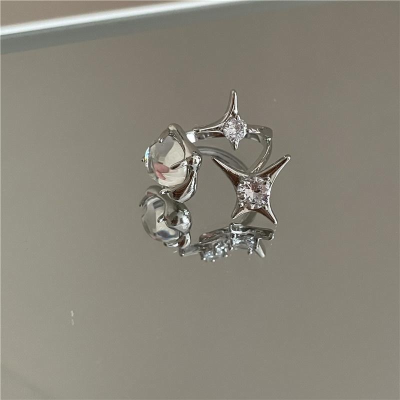 Crystal Opal Irregular Ring for Women Zircon Star Open Rings Vintage Geometric Trendy Ring Jewelry