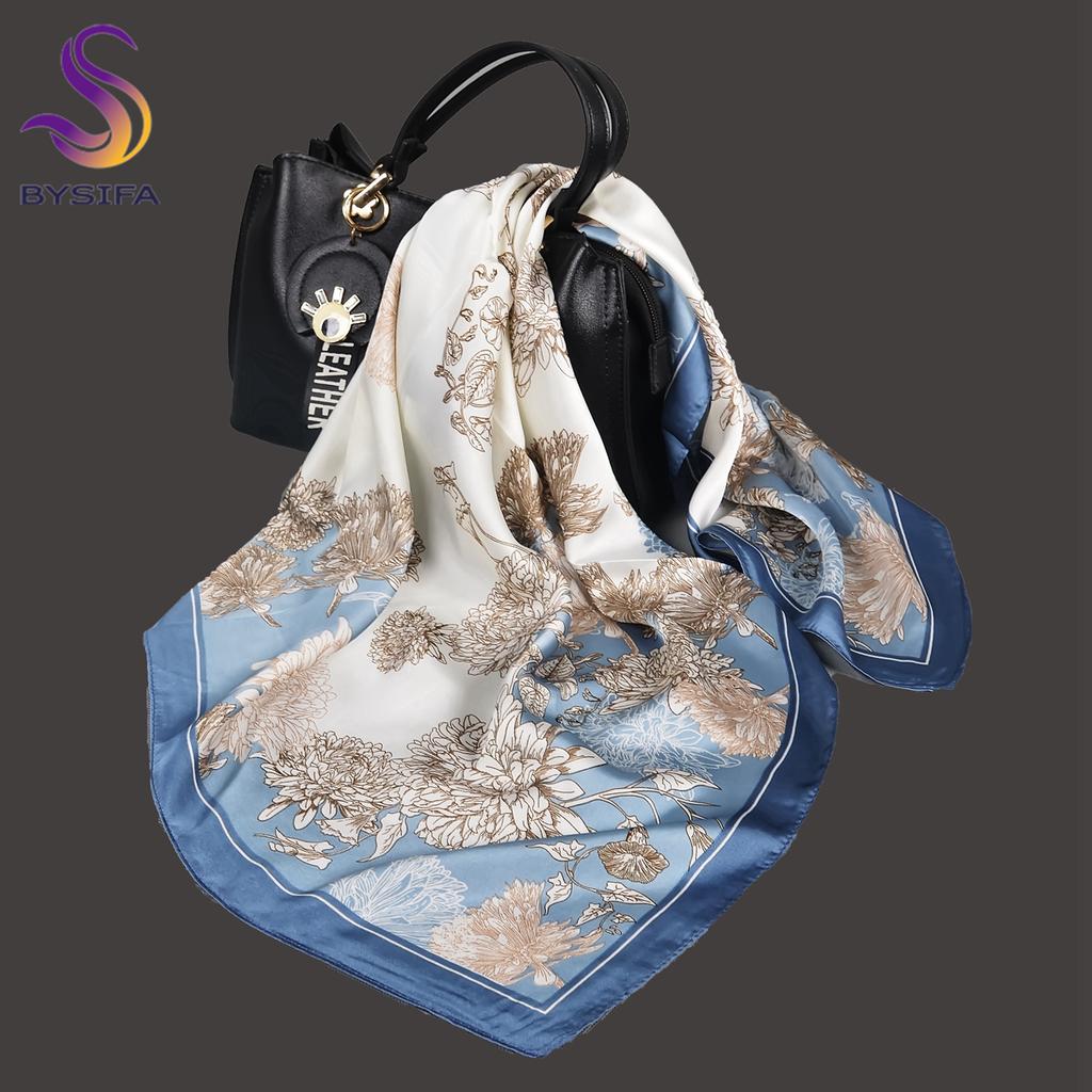 Yellow Blue Women Silk Scarf Accessory 70*70cm Fashion Girls Pattern Winter Scarves Bufand Spring Fall Square Head Scarf