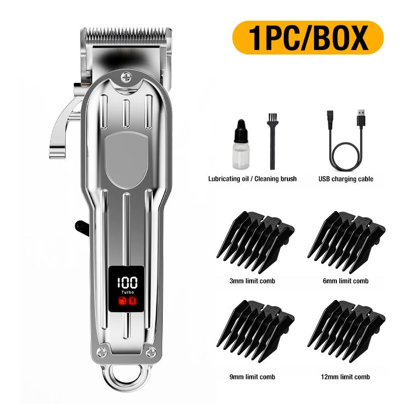 All metal blade men s hair clippers, electric push clippers, household electric hair clippers, hair salons, high-power pet hair серебряный