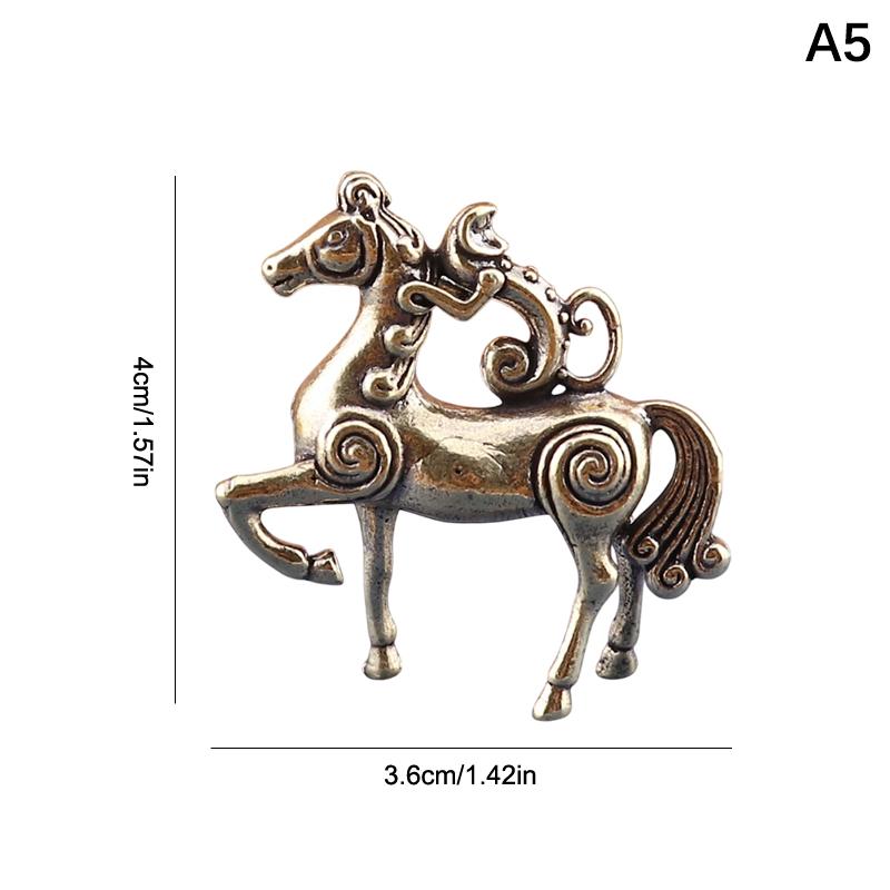 Brass Horse Figurines Chinese  Year Zodiac Horse Ornament Feng Shui Lucky Statue Home Office Desktop Decoration Crafts