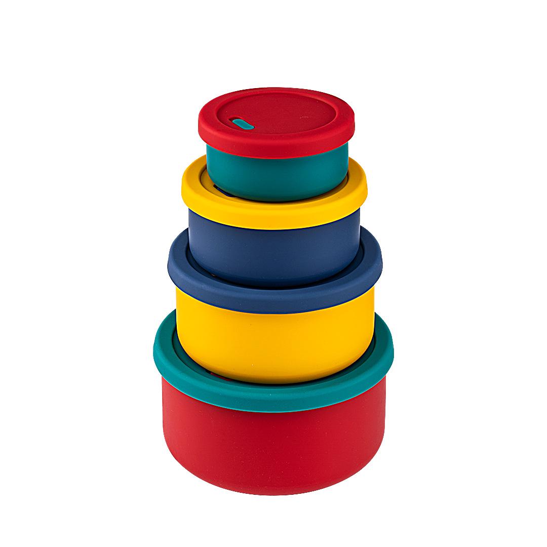 

Силиконовый круглый контейнер для хранения продуктов с крышкой - Ланч-бокс для фруктов и овощей, Доступен в четырех размерах.