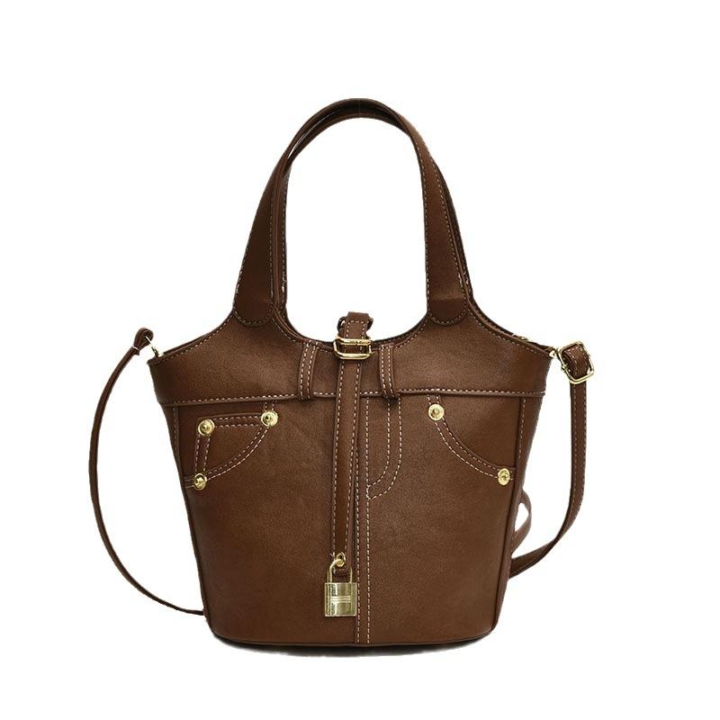 2025 New Vegetable Basket Bag Fashion Casual Hand Carrying Bucket Bag Retro Niche Design Single Shoulder Messenger Bag Bag Women