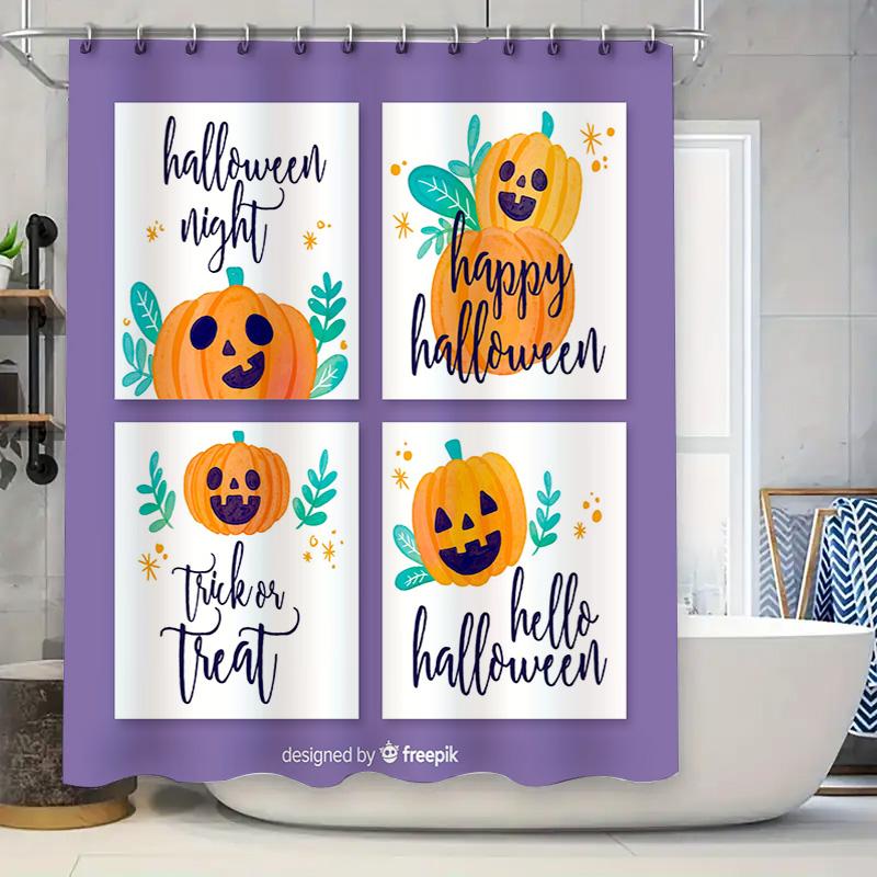

Halloween Party Decorations Halloween Shower Curtain With Pumpkin Print In 4 Different Designs For Halloween Decoration Bathroom W60H190(CM)-1 Pcs