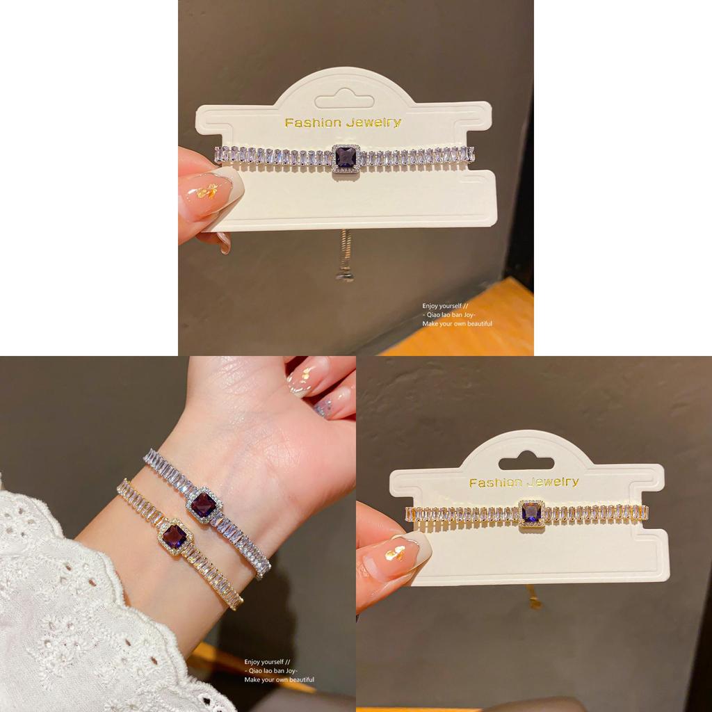 Geometric Zircon Square Pendant Adjustable Bracelet For Women Gift