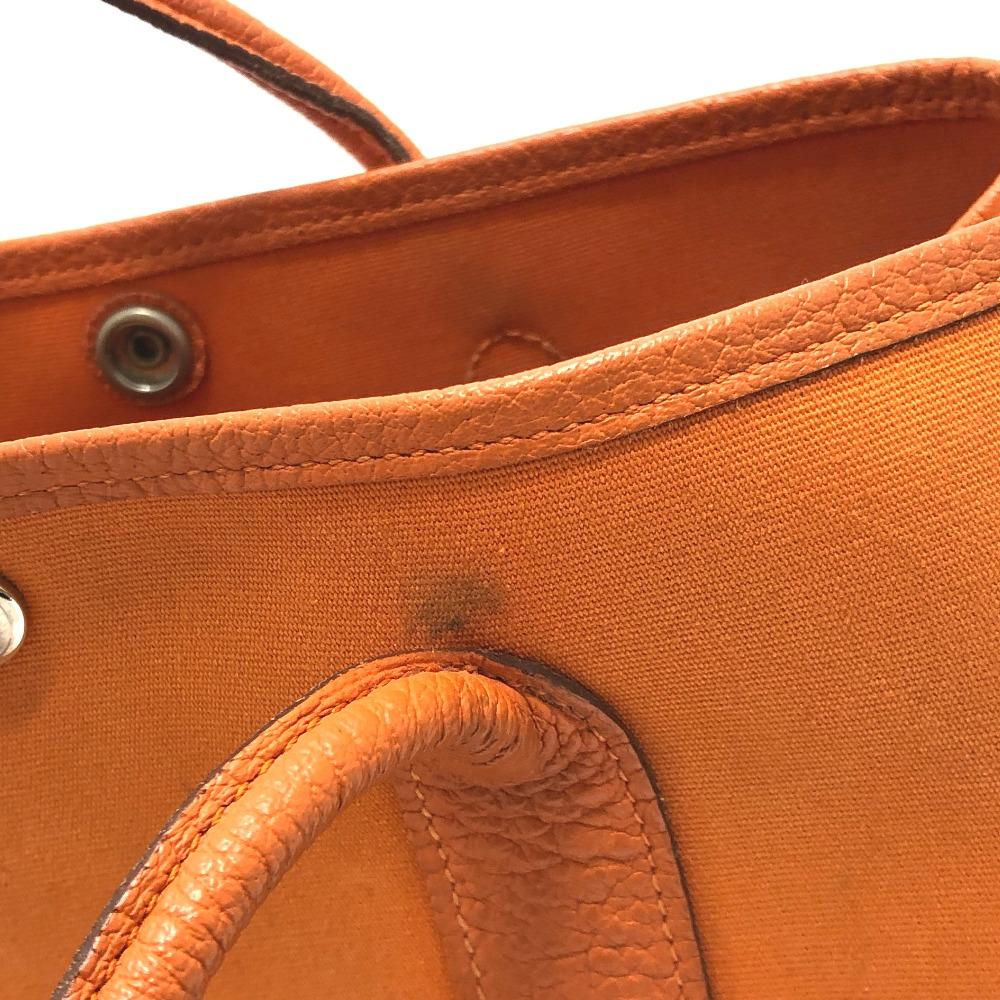 Hermes Garden Party TPM Tote Bag Hand Bag Leather/Canvas Orange