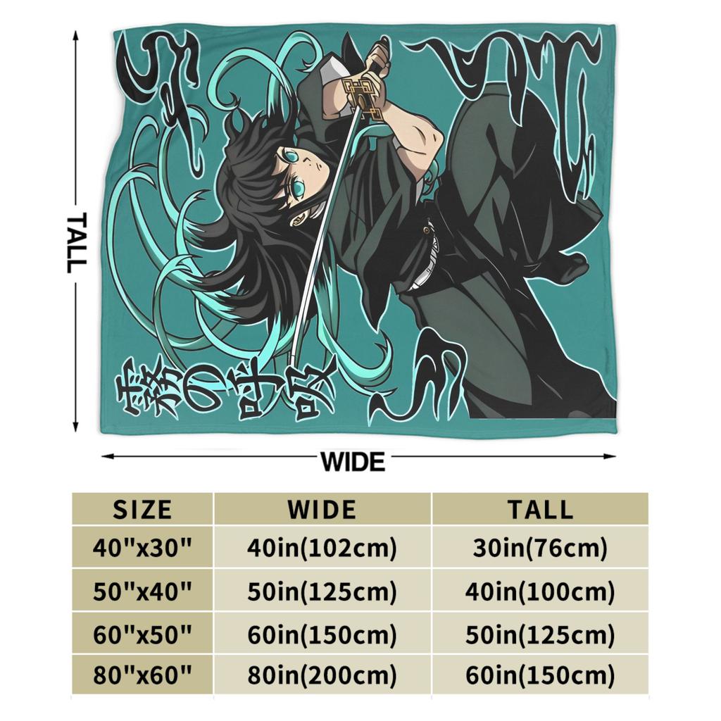 Mist Pillar Muichiro Tokito Blanket Cover Fleece Anime Lightweight Throw Blanket for Bedding Couch Bedroom Quilt