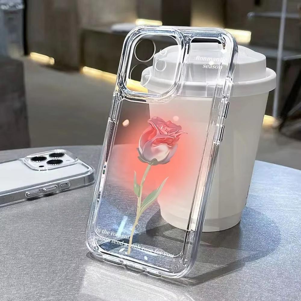 Beautiful Pink Roses Phone Case For Samsung Galaxy S26 S25 Ultra S24 S23 FE S22 S21 Plus S20 A73 A72 A71 Clear Bumper Cover