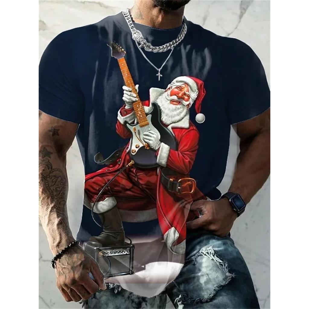 Christmas T-shirt Fun 3D Santa Claus Printed Top T-shirt Dj Men's Clothing Kawaii T-shirt Holiday Leisure Harajuku Colorful Men's Clothing