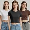 European and American Size Open-navel Short-sleeved T-shirt Women's Summer New Slim-fitting and Thin YK Spice Girl Short Top